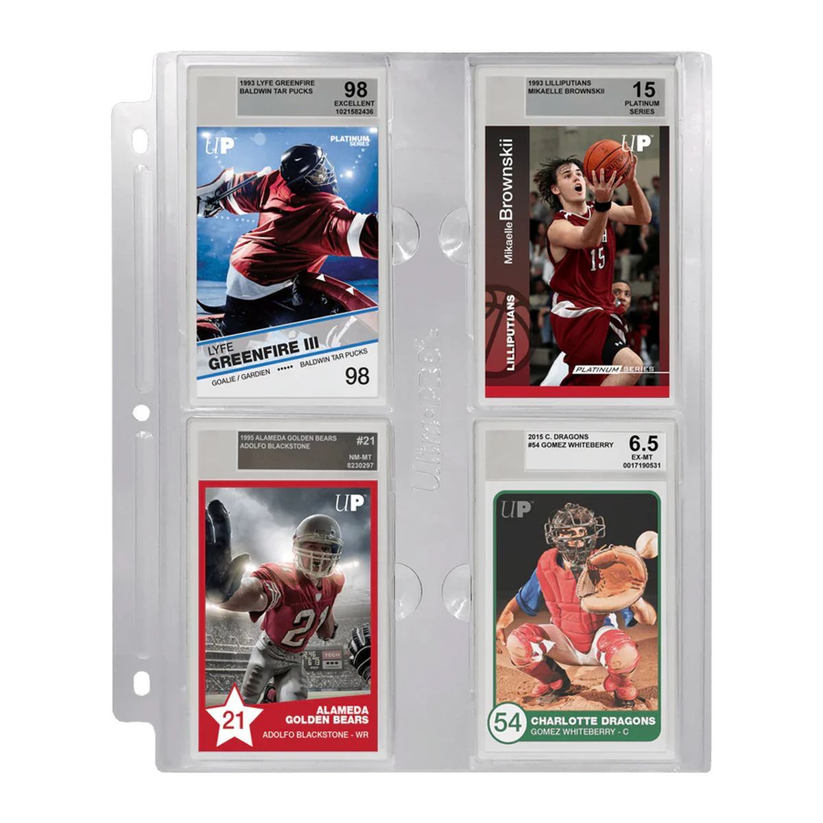 1 Binder Page - 4 Boxes For BGS Graded Cards: Transparent - Ultra Pro