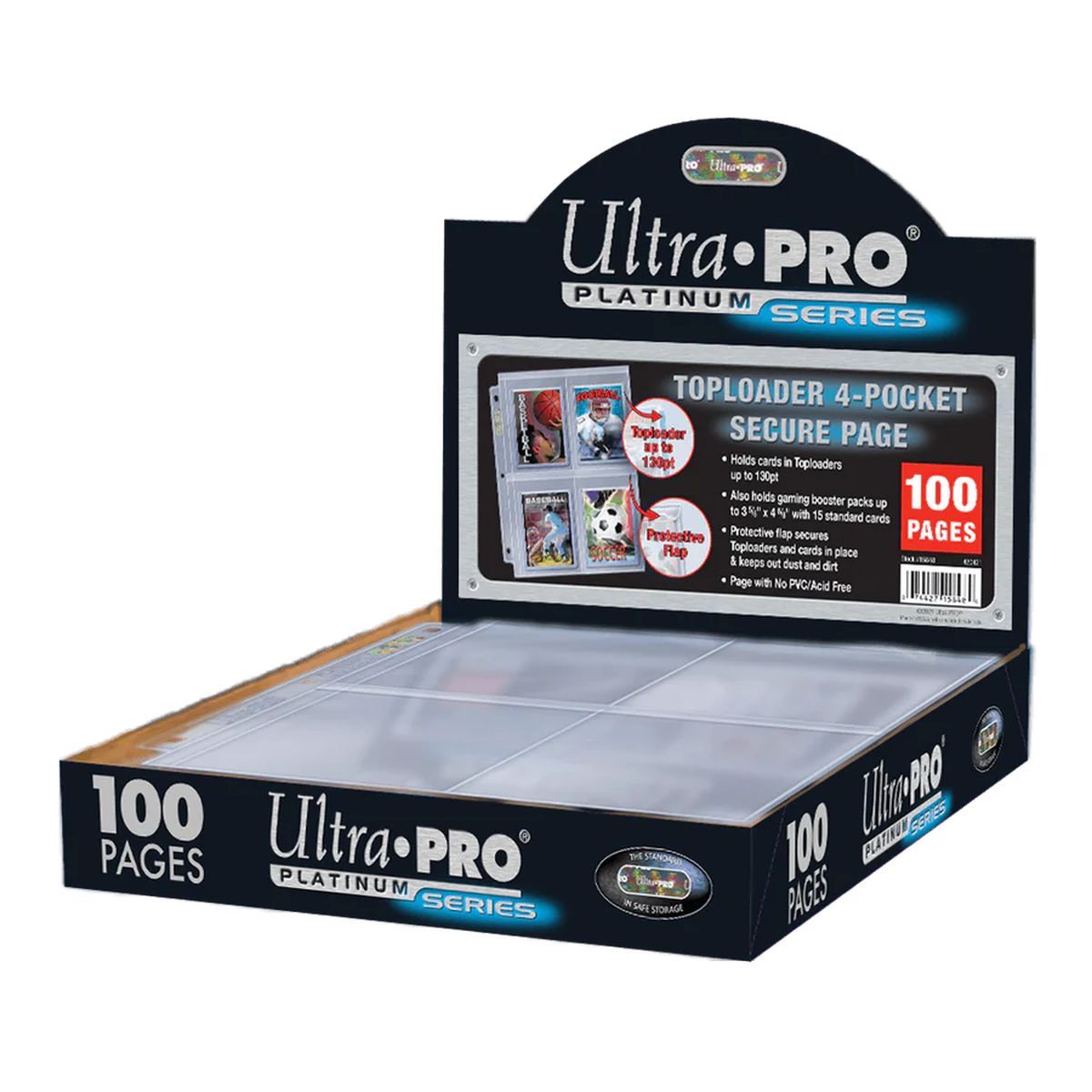 100 Binder Pages - 4 Boxes For Toploaders: Secure Pages - Platinum Series - Ultra Pro