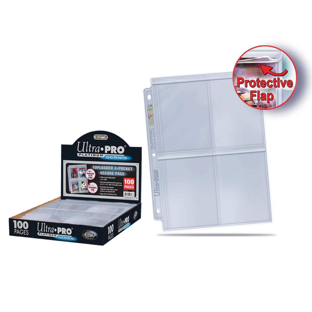 100 Binder Pages - 4 Boxes For Toploaders: Secure Pages - Platinum Series - Ultra Pro