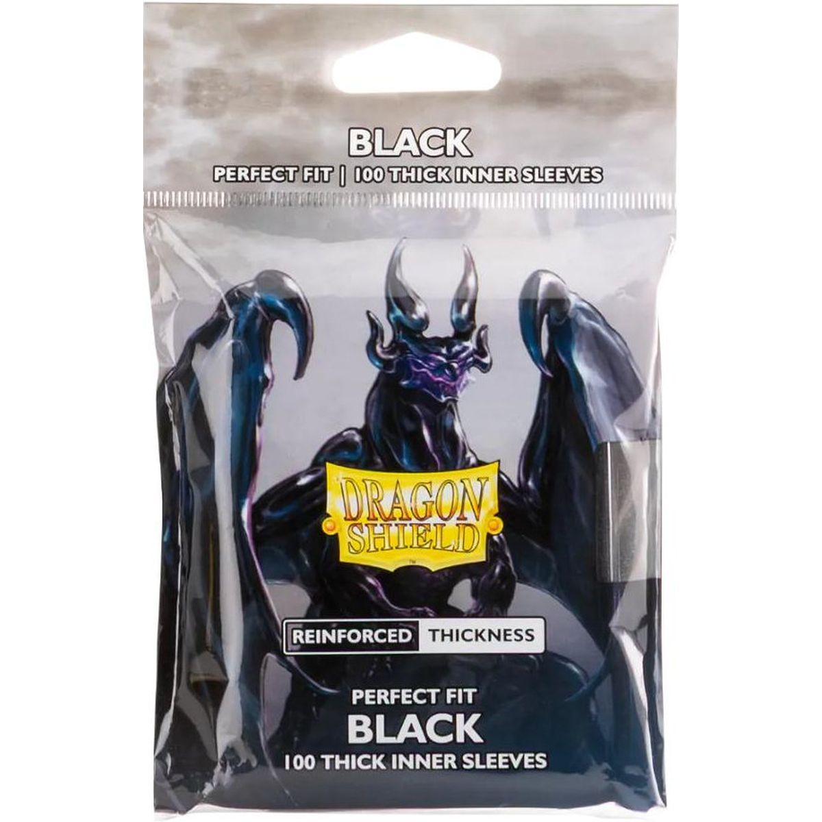 100 Card Sleeves - Standard - Perfect Fit Black Thick - Dragon Shield