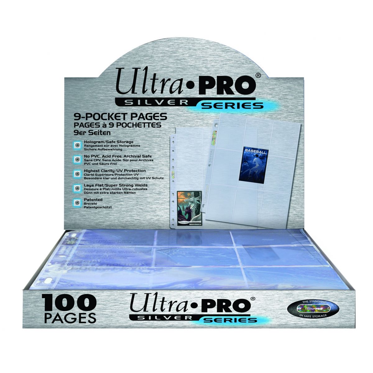Ultra Pro - 100 Binder Pages - 9 Boxes - Silver (100)