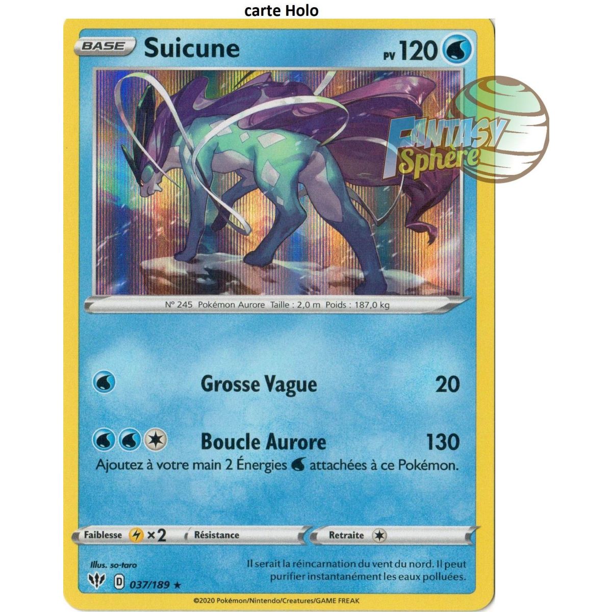 Item Suicune - Holo Rare 37/189 - EB03 Darkness Ablaze