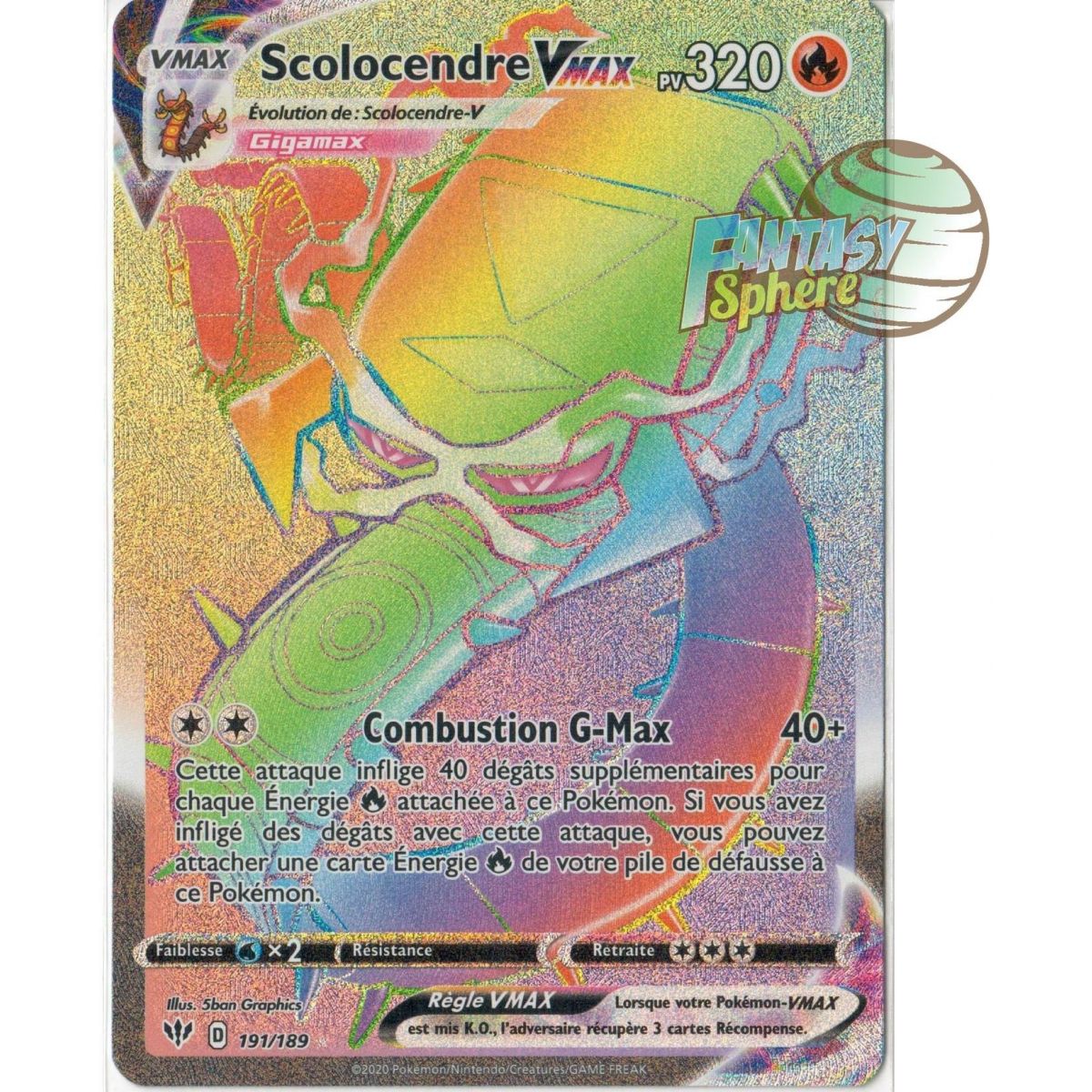 Scolocendre Vmax - Secret Rare 191/189 - EB03 Darkness Ablaze