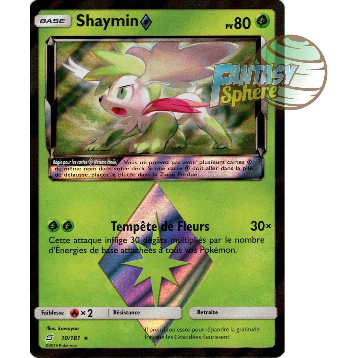 Shaymin - Rare Prism 10/181 - Sun and Moon 9 Shock Duo