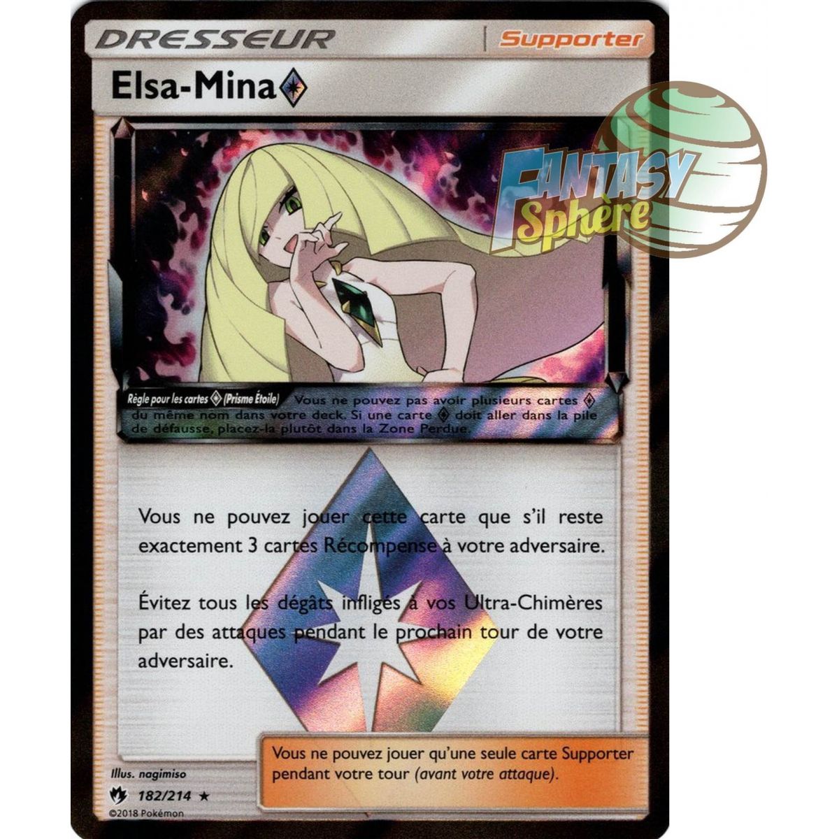 Elsa-Mina - Rare Prism 182/214 - Sun and Moon 8 Lost Thunder