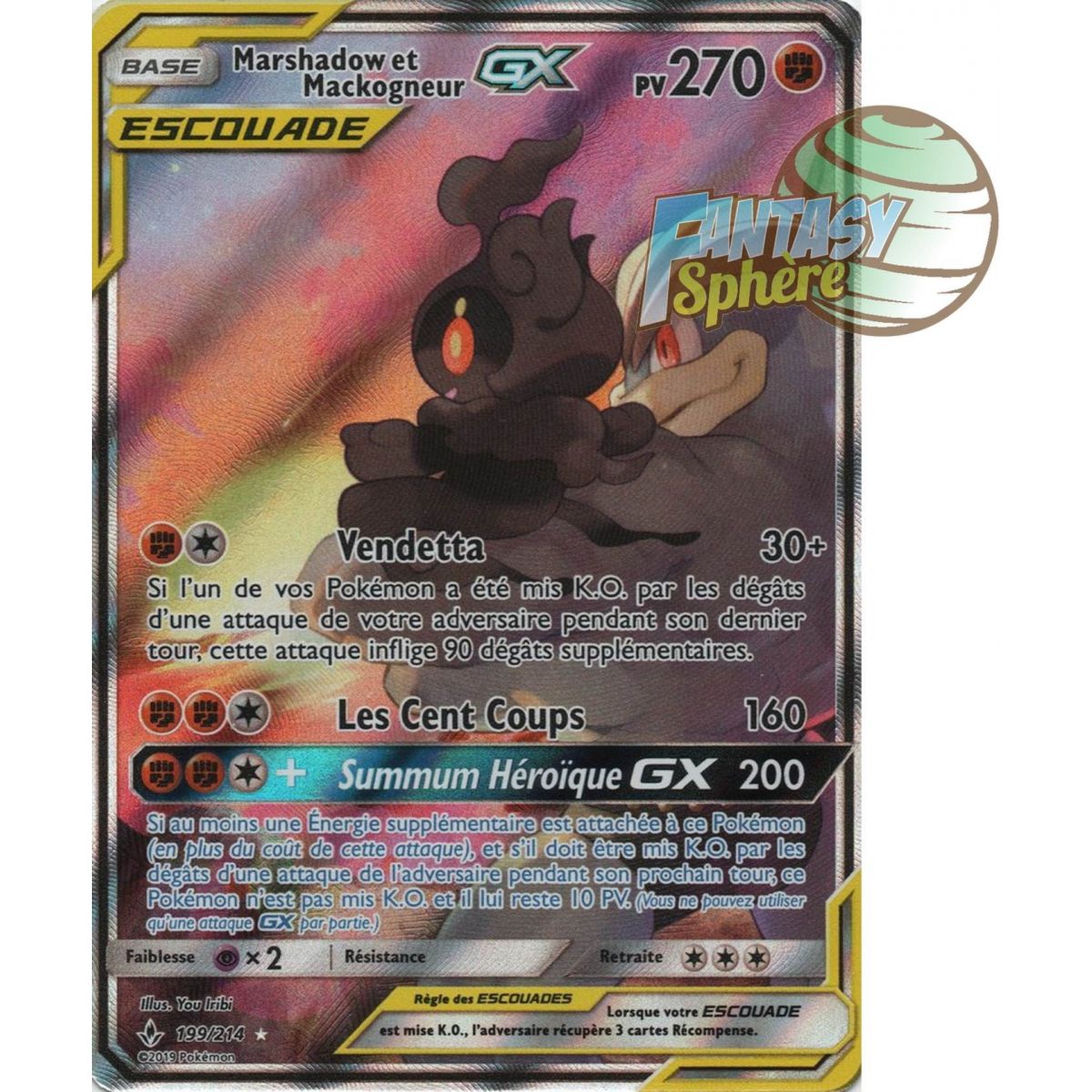 Marshadow & Machamp GX - Full Art Ultra Rare 199/214 - Sun & Moon 10 Unbroken Bonds