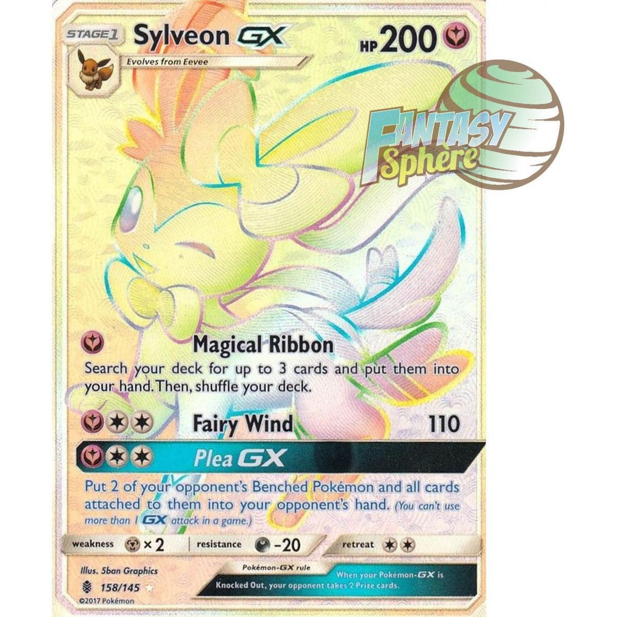 Sylveon GX - Secret Rare 158/145 - Sun and Moon 2 Guardians Rising