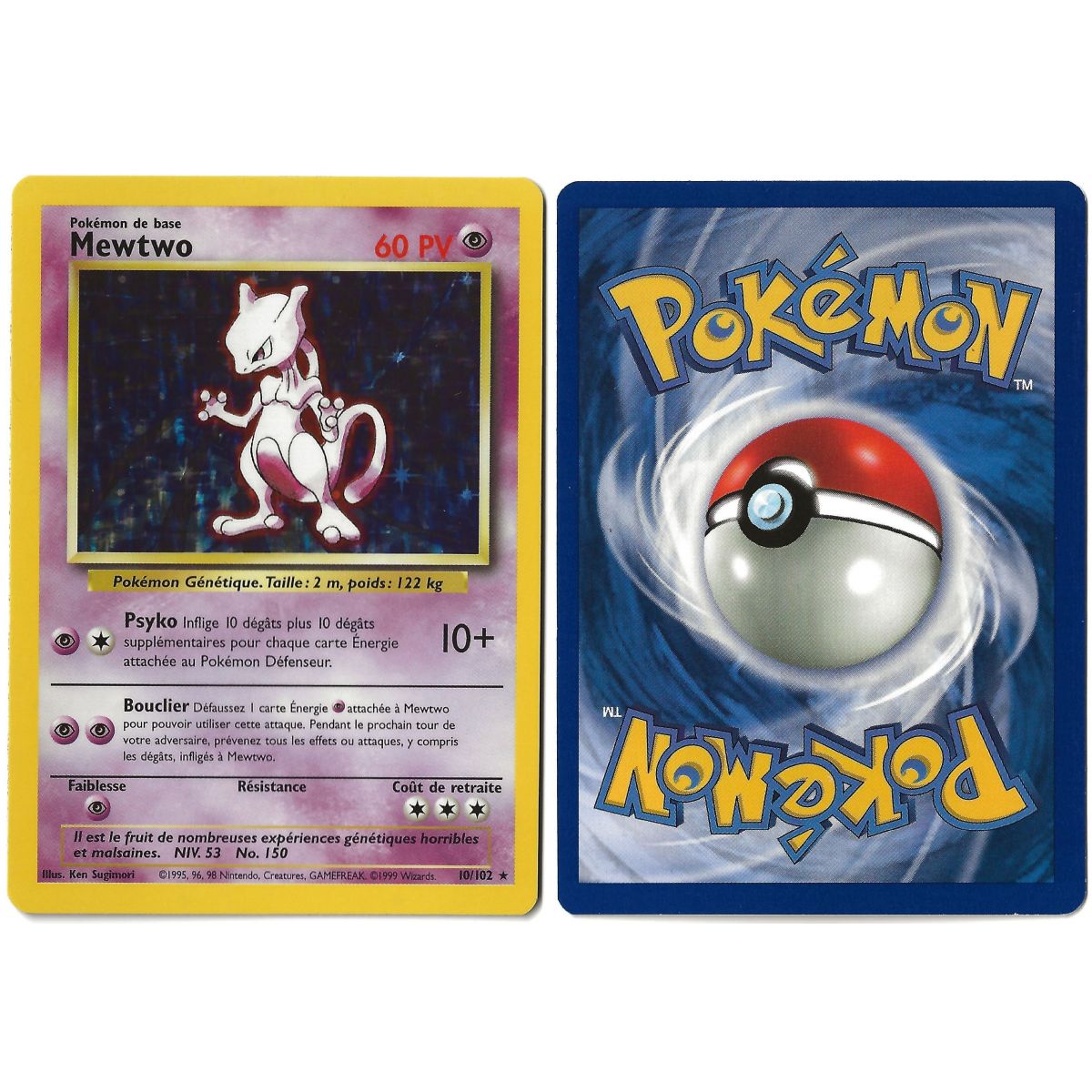 Mewtwo 10/102 Holo Unlimited Base Set French View Scan