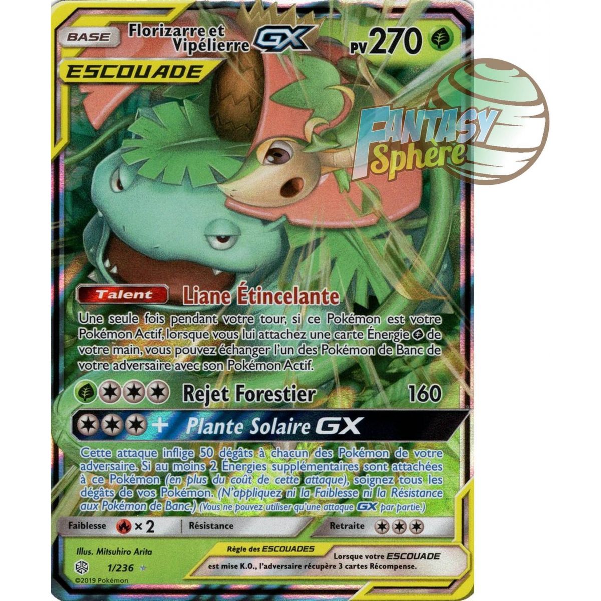 Florizarre and Vipélierre GX - Ultra Rare 1/236 - Sun and Moon 12 Cosmic Eclipse