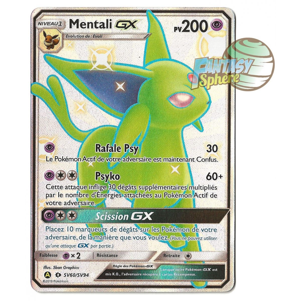 Espeon GX - Full Art Ultra Rare SV60/SV94 - Sun and Moon 11.5 Hidden Fates