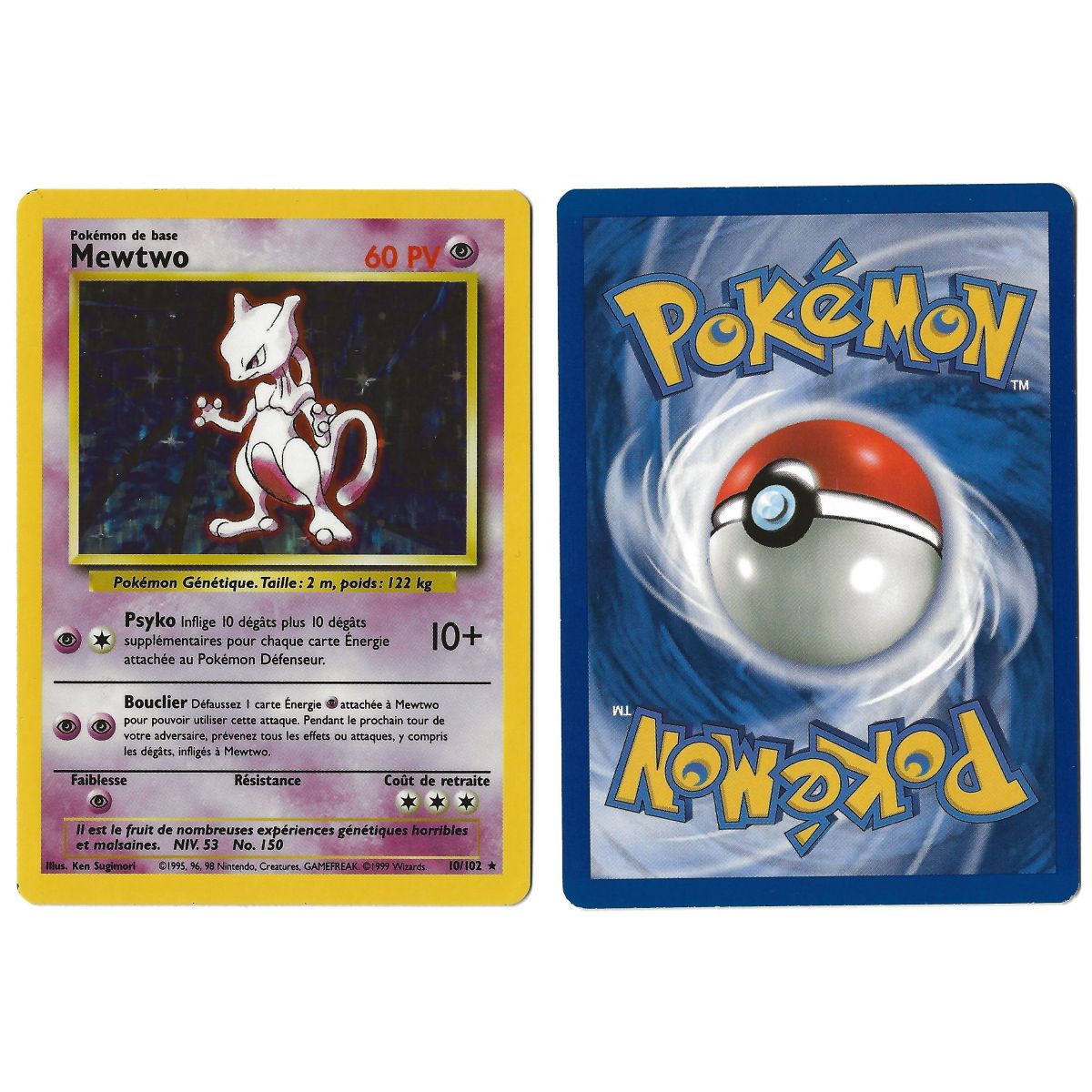 Item Mewtwo (8) 10/102 Holo Unlimited Base Set French View Scan