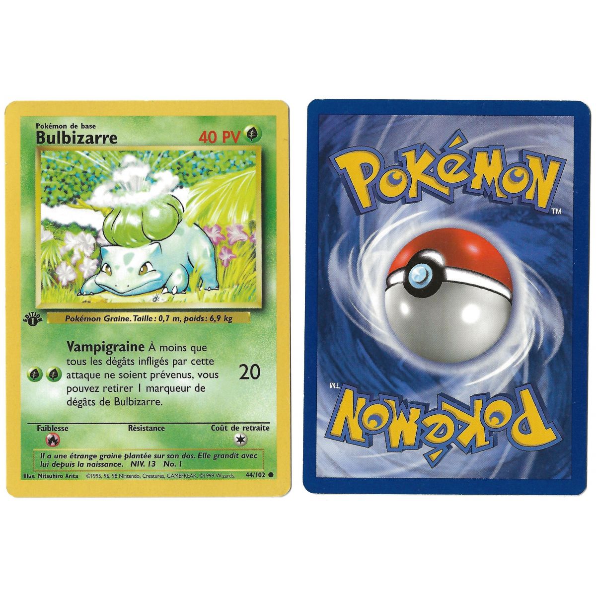 Item Bulbasaur (1) 44/102 Common Base Set 1st French View Scan