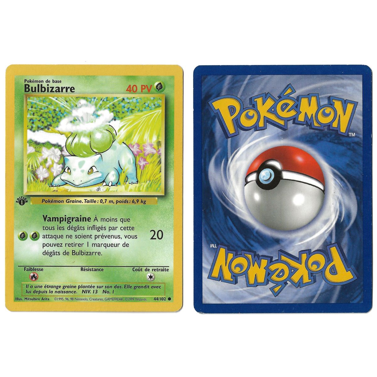 Item Bulbasaur (2) 44/102 Common Base Set 1st French View Scan