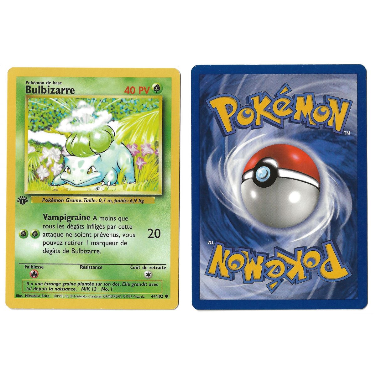 Bulbasaur (5) 44/102 Common Base Set 1st French View Scan