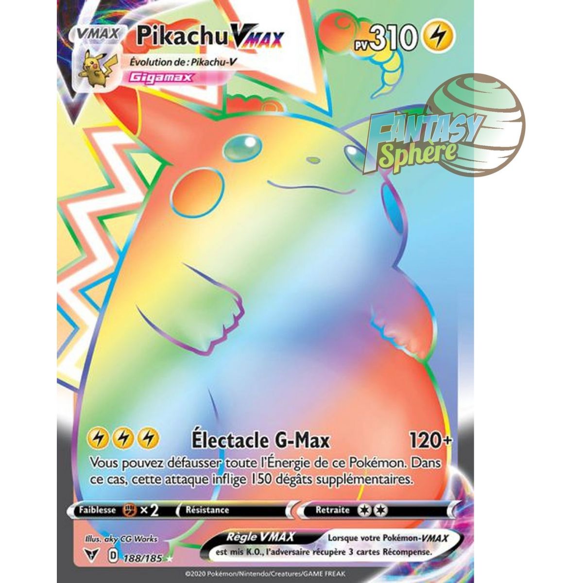 Item Pikachu VMAX - Secret Rare 188/185 - Epee et Bouclier 4 Voltage Eclatant