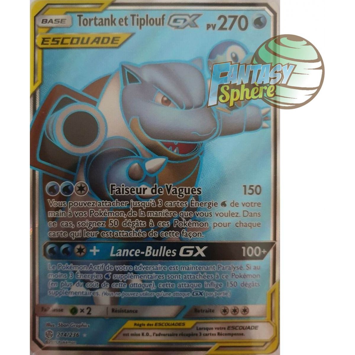 Blastoise & Piplup GX - Full Art Ultra Rare 214/236 - Sun & Moon 12 Cosmic Eclipse