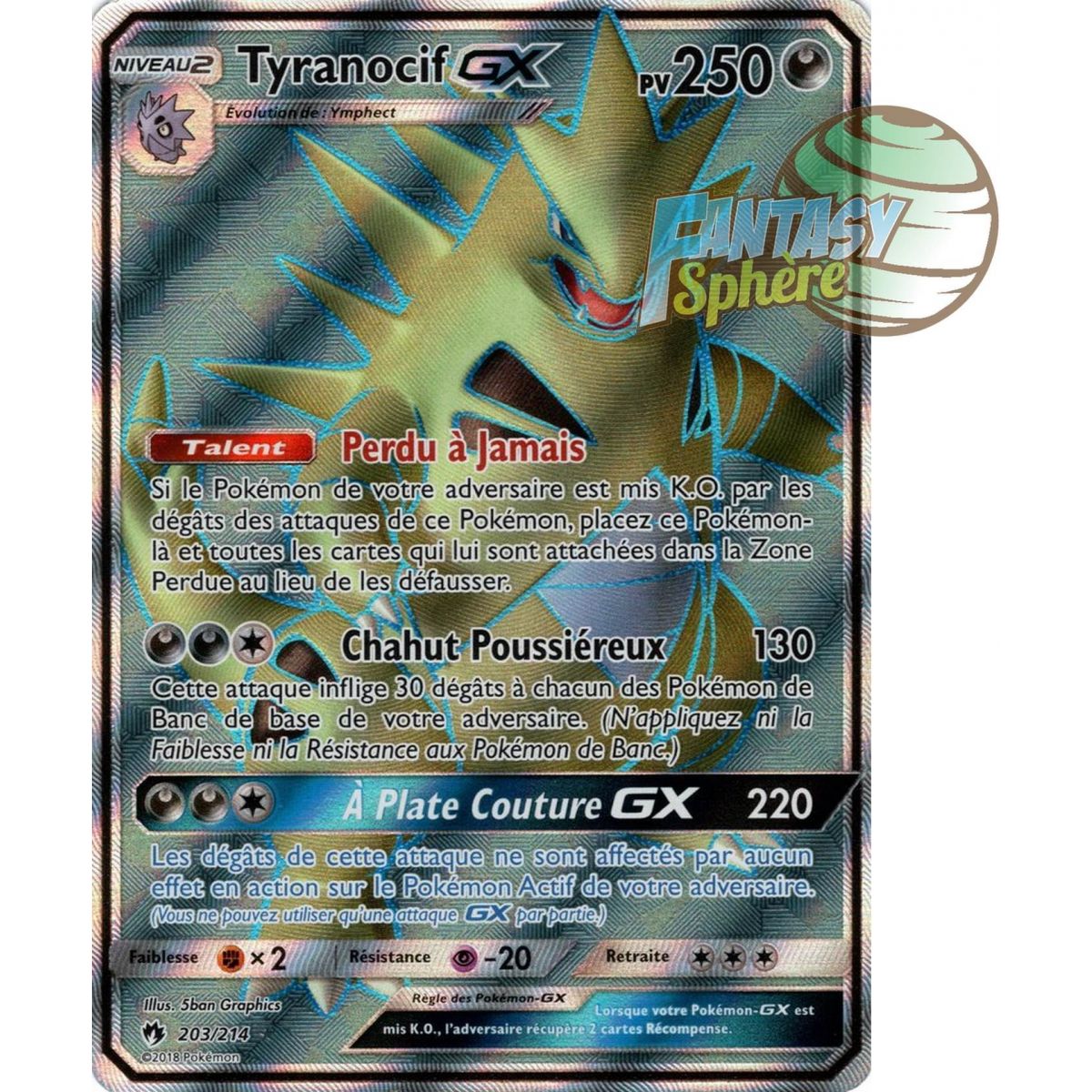 Tyranitar GX - Full Art Ultra Rare 203/214 - Sun & Moon 8 Lost Thunder