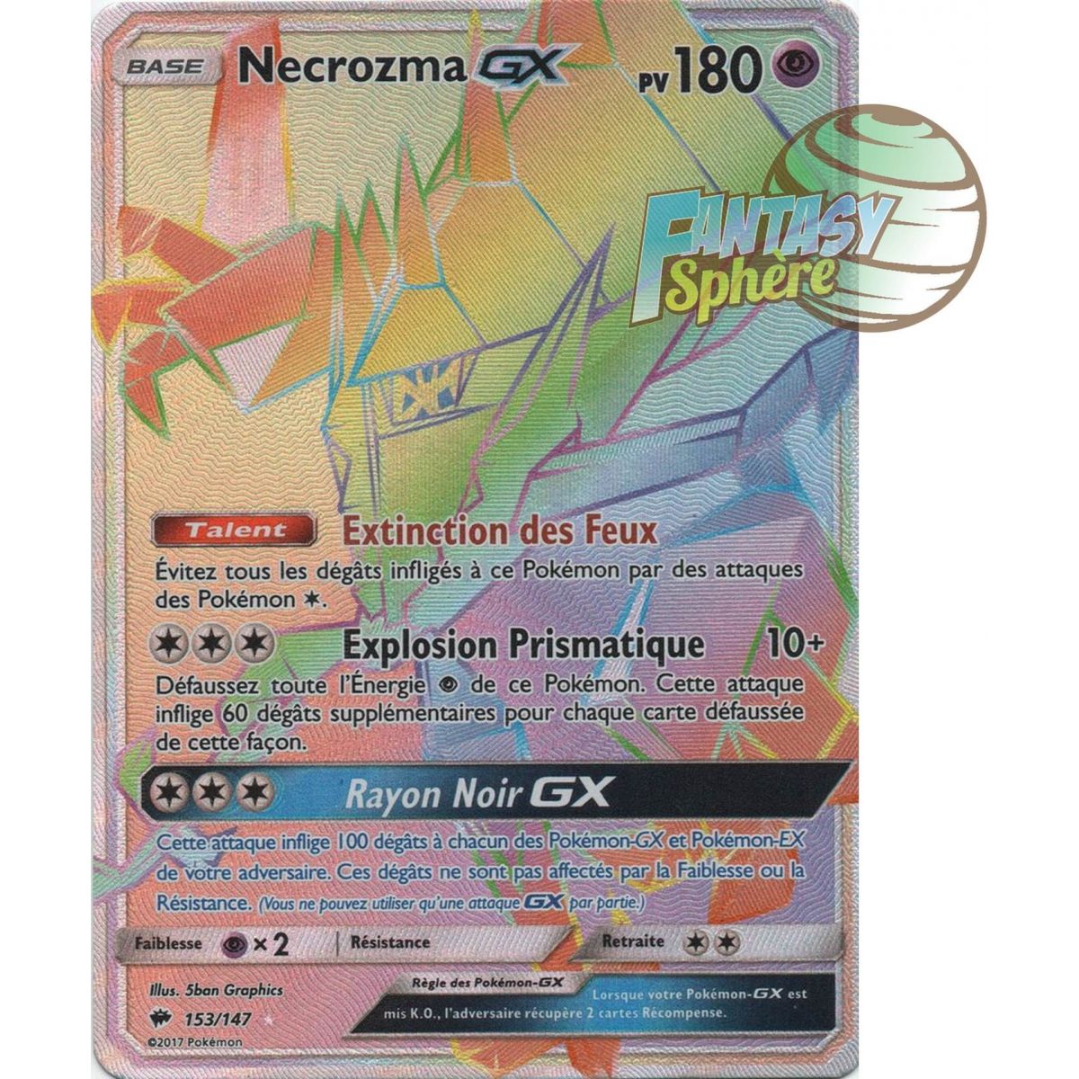 Necrozma GX - Secret Rare 153/147 - Sun and Moon 3 Burning Shadows