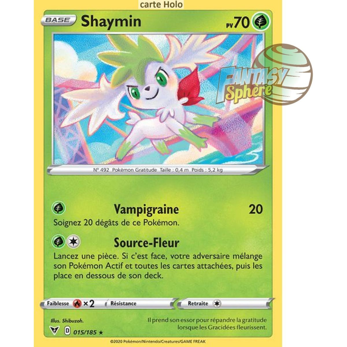 Shaymin - Rare Holo 15/185 - Epee et Bouclier 4 Voltage Eclatant