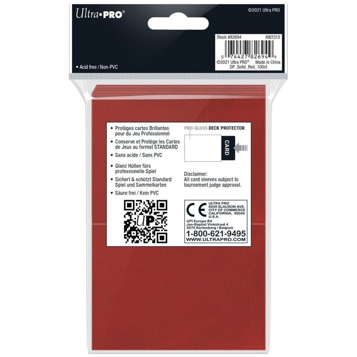 Ultra Pro - Card Sleeves - Standard - Red / Red (100)