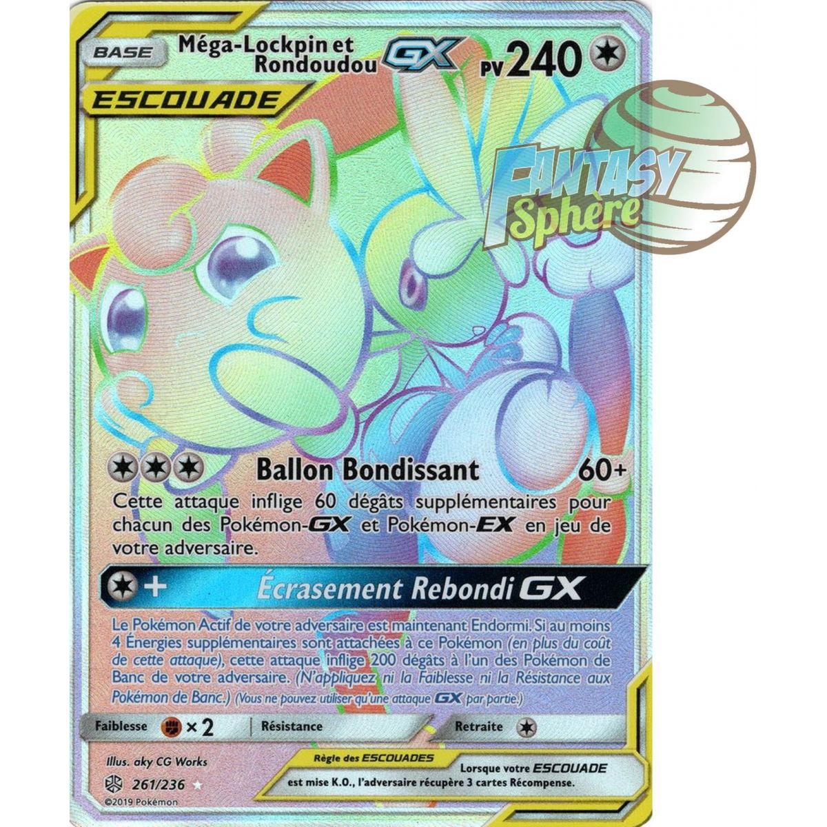 Mega-Lockpin and Jigglypuff GX - Secret Rare 261/236 - Sun and Moon 12 Cosmic Eclipse