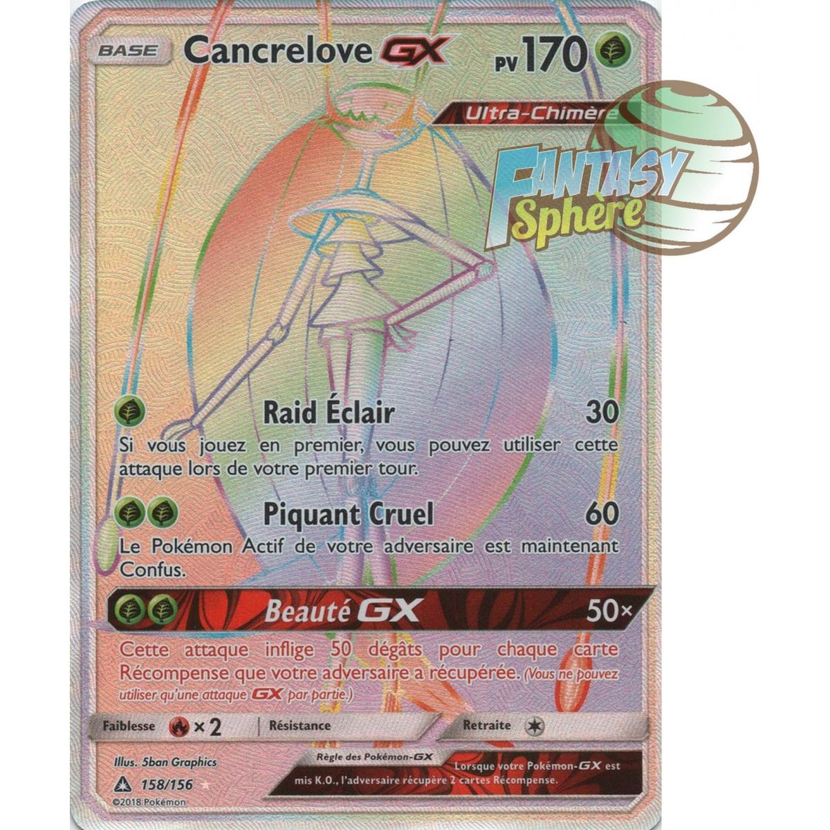 Cancrelove GX - Secret Rare 158/156 - Sun and Moon 5 Ultra Prism