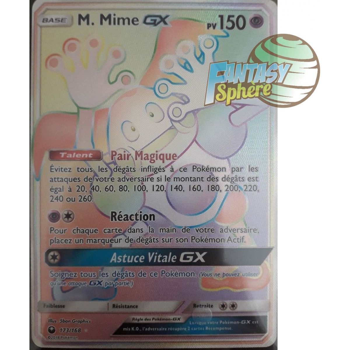 Mr. Mime GX - Secret Rare 173/168 - Sun and Moon 7 Celestial Storm