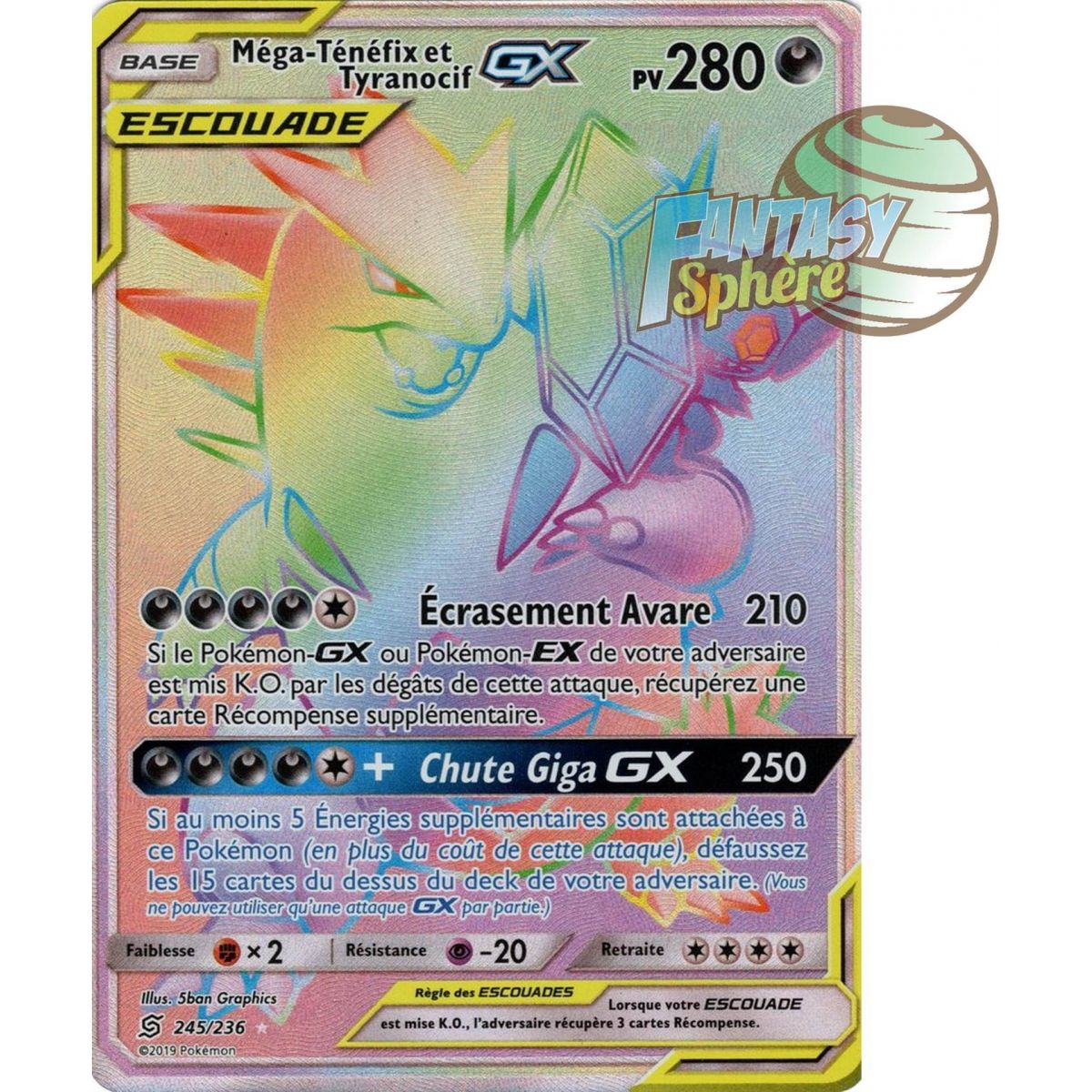 Mega Tenefix and Tyranitar GX - Secret Rare 245/236 - Sun and Moon 11 Unified Minds