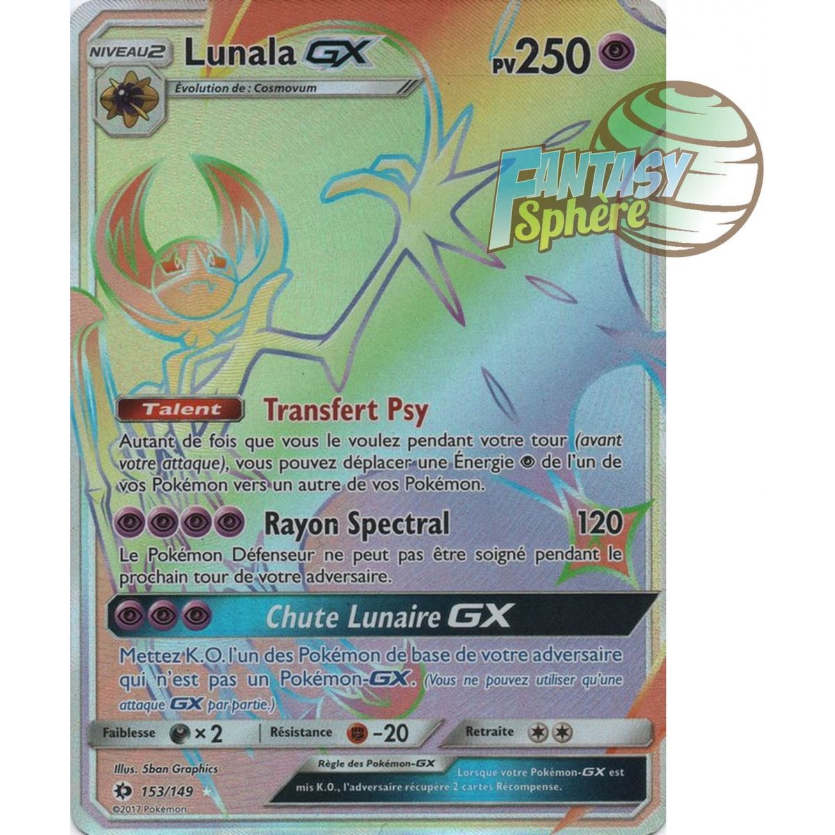 Lunala GX - Secret Rare 153/149 - Sun and Moon 1