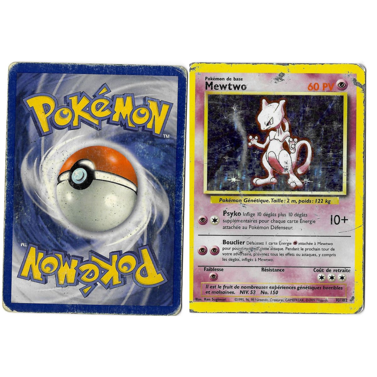 Item Mewtwo (1) 10/102 Holo Unlimited Base Set French View Scan