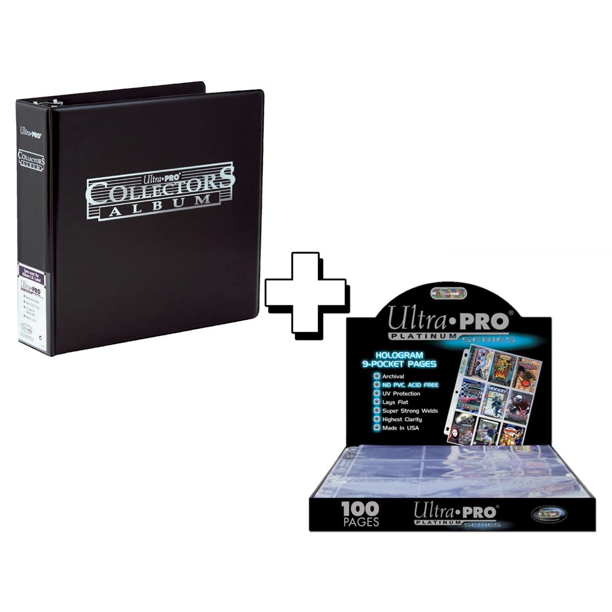 Ultra Pro - Pack - Collectors Ring Binder Album Black + 100 Platinum Pages