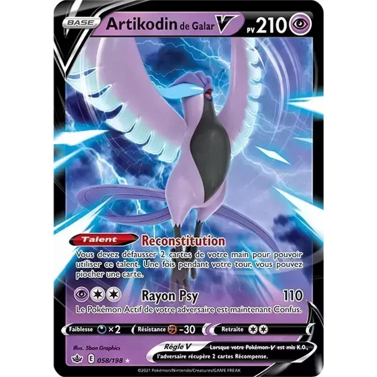 Galar Articuno V - Ultra Rare 58/198 - Sword and Shield Reign of Ice