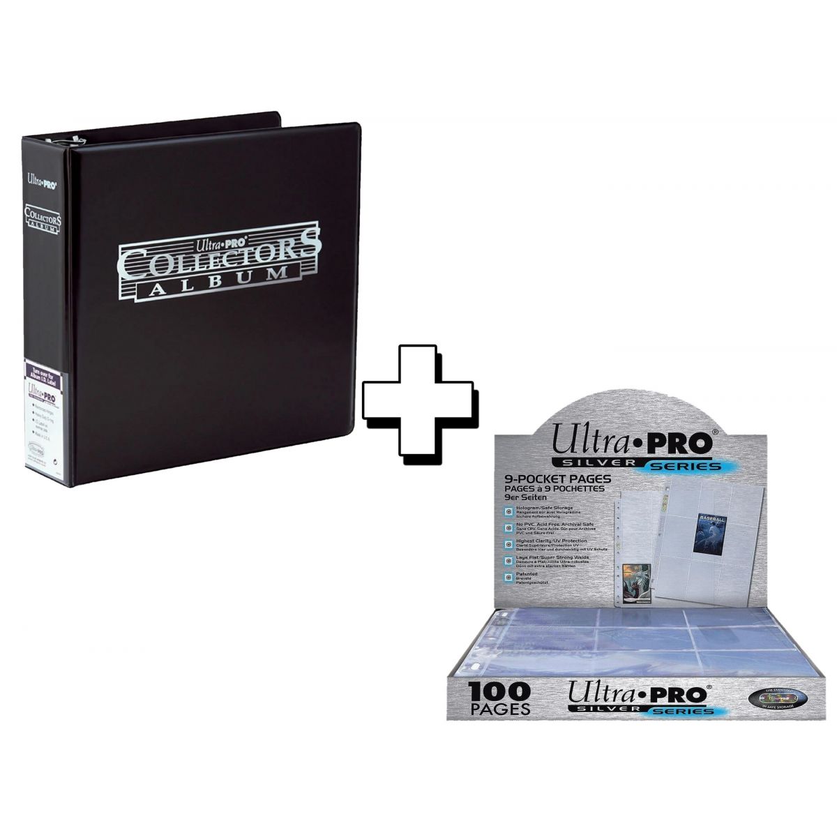 Ultra Pro - Pack - Collectors Ring Binder Album Black + 100 Pages Silver