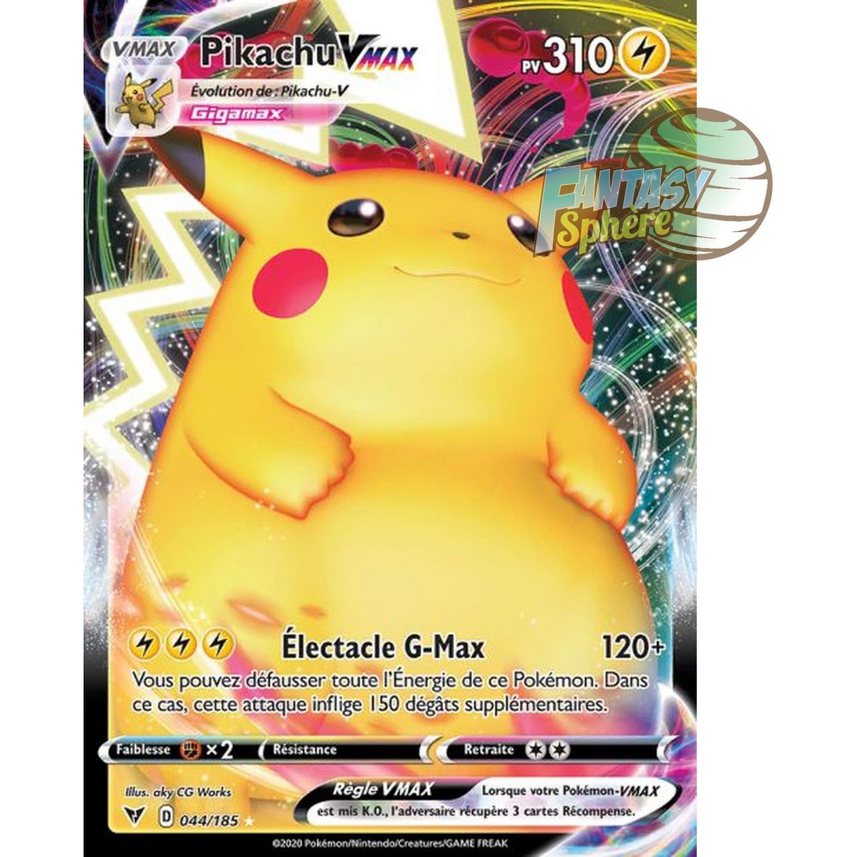 Item Pikachu VMAX - Full Art Ultra Rare  44/185 - Epee et Bouclier 4 Voltage Eclatant