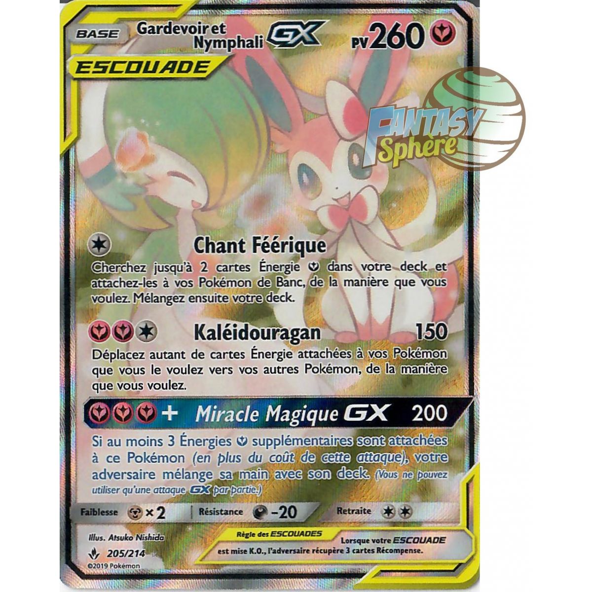 Gardevoir and Nymphali GX - Full Art Ultra Rare 205/214 - Sun and Moon 10 Infallible Alliance