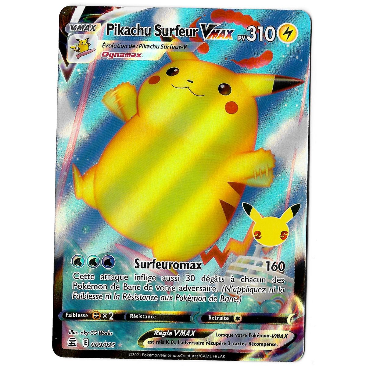 Pikachu Surfer VMAX - Full Art Ultra Rare 009/025 EB07.5 25th Anniversary Celebrations