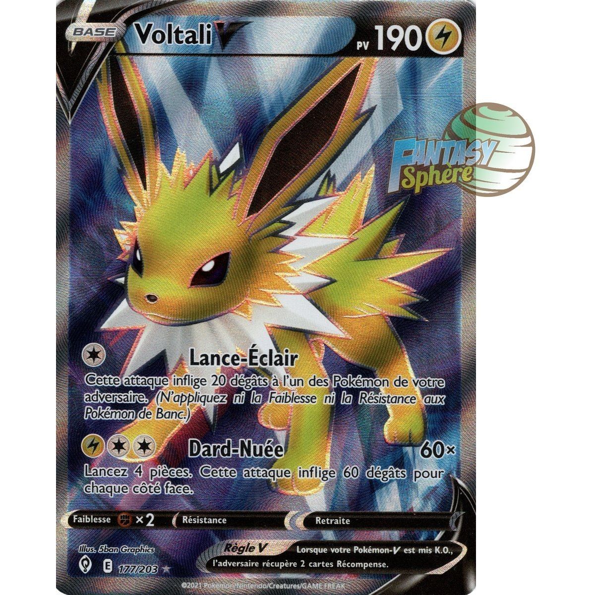 Voltali V - Full Art Ultra Rare 177/203 - Sword and Shield Evolution Celeste