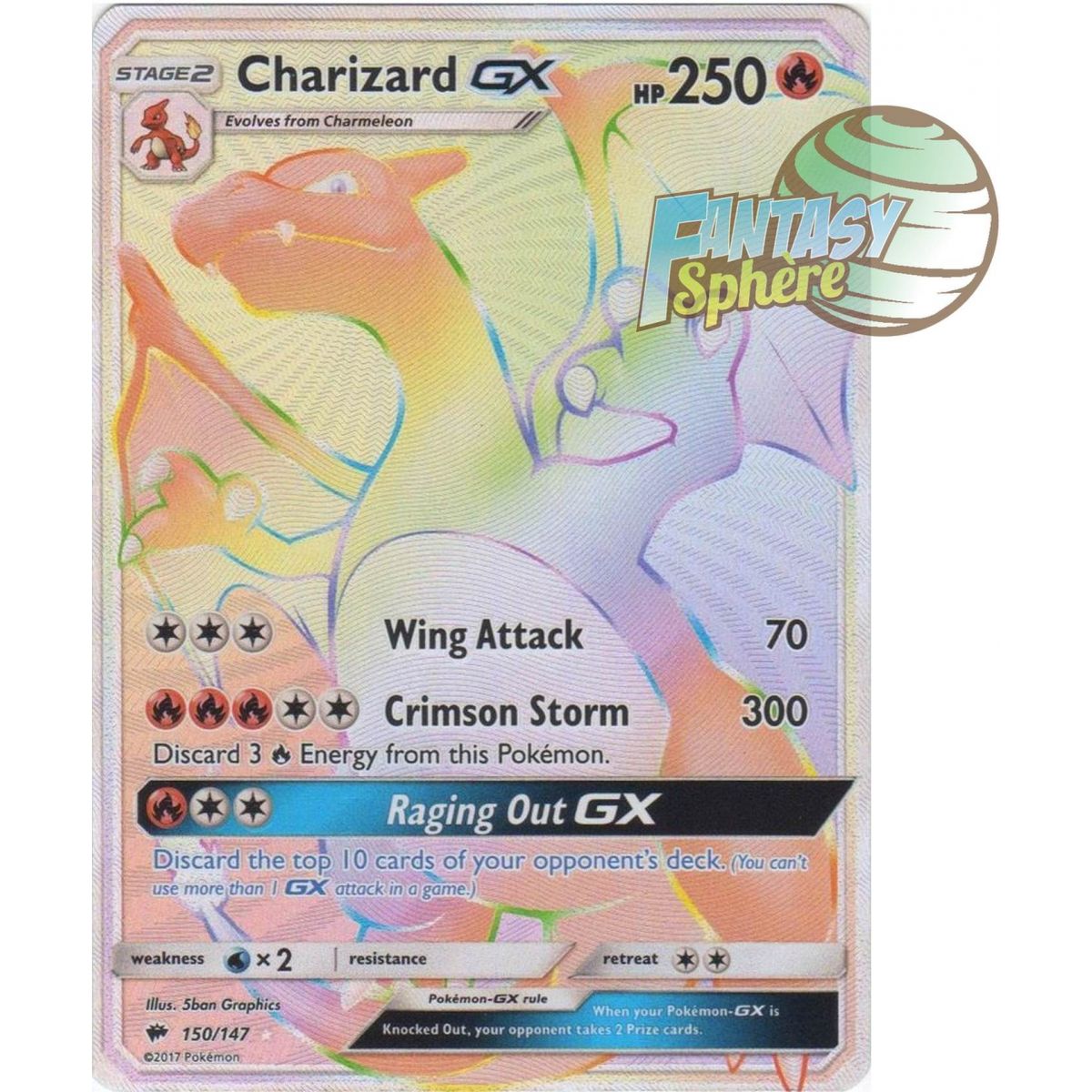 Charizard GX - Secret Rare 150/147 - Sun & Moon 3 Burning Shadows