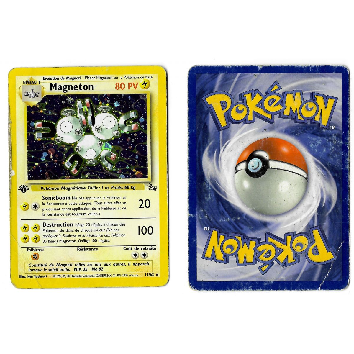 Magneton 11/62 Fossil Holo 1st French View Scan