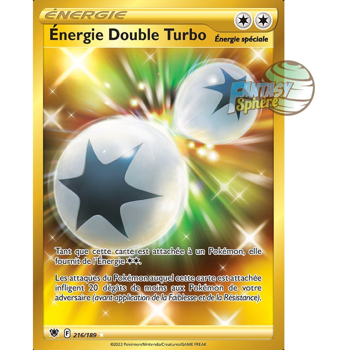 Item Énergie Double Turbo - Secret Rare 216/189 - Epee et Bouclier Astres Radieux