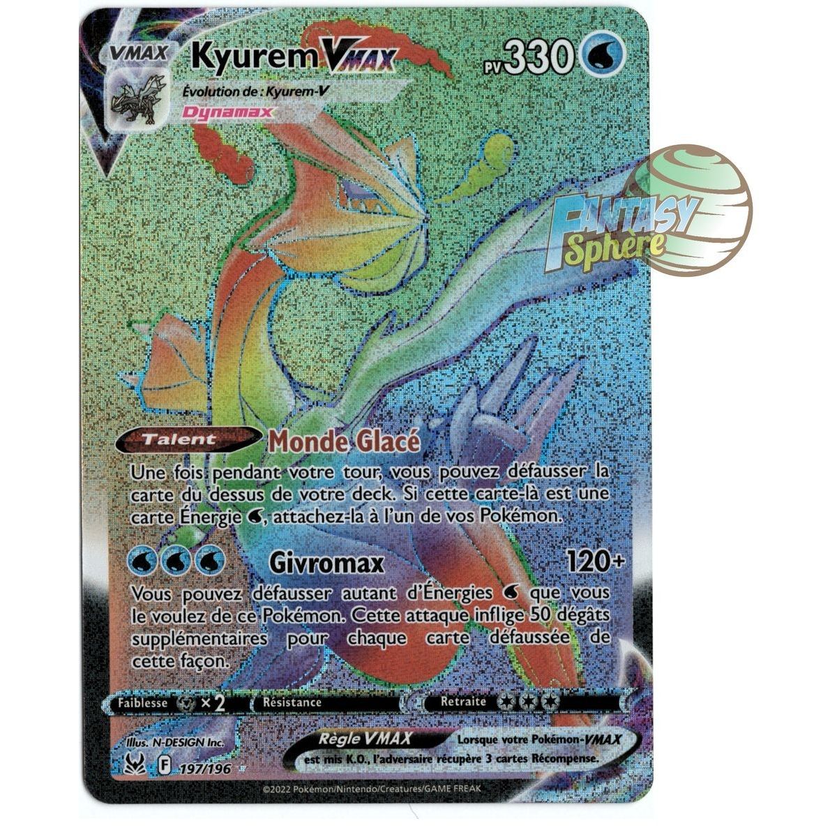 Kyurem VMAX - Secret Rare 197/196 - Sword and Shield 11 Lost Origin