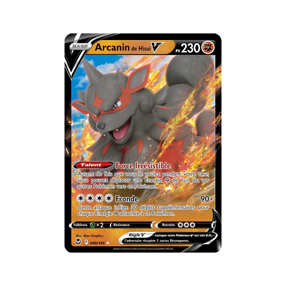 Arcanine of Hisui V - Ultra Rare 90/195 - Sword and Shield 12 Silver Storm