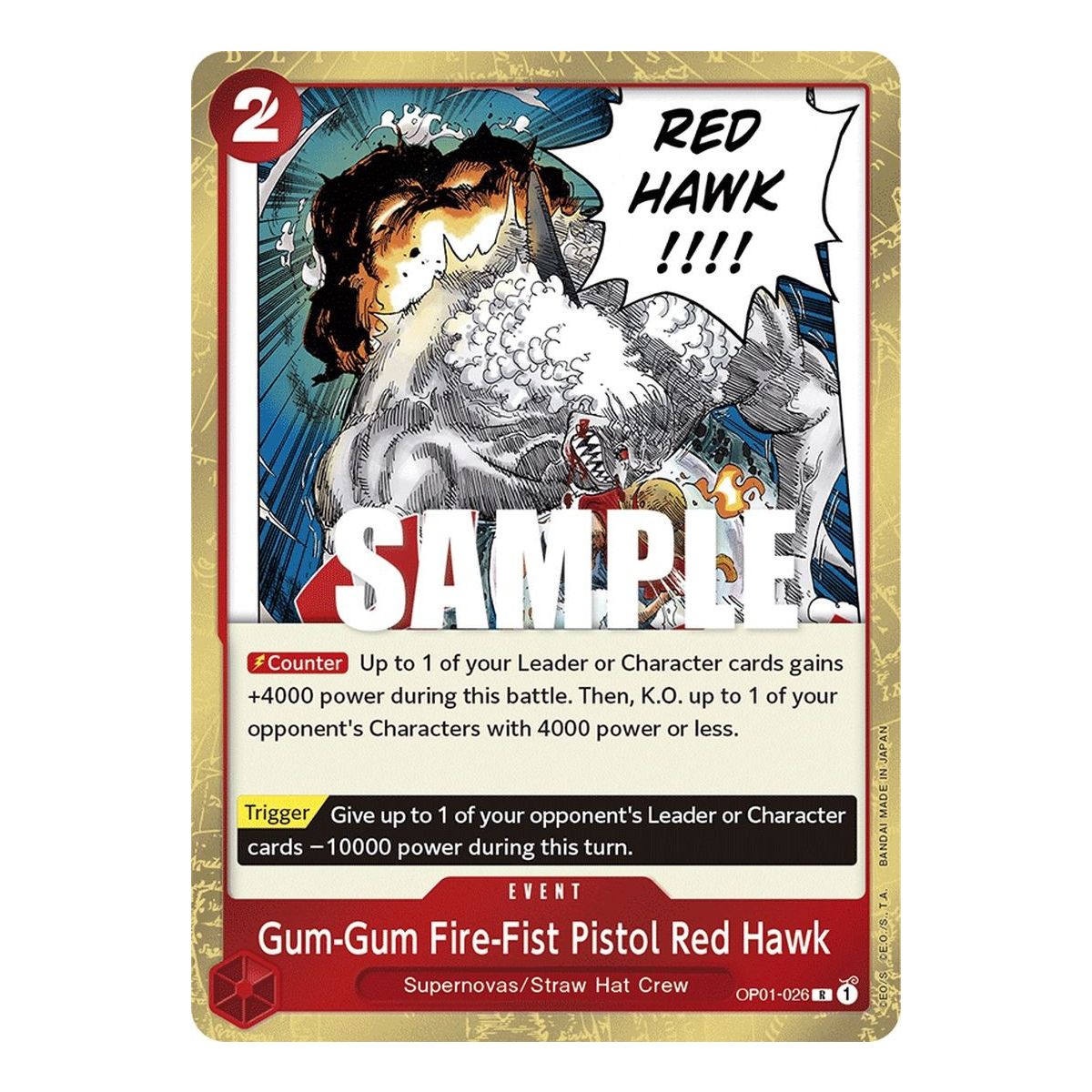 Item Gum-Gum Fire-Fist Pistol Red Hawk - R OP01-026 - OP01 Romance Dawn