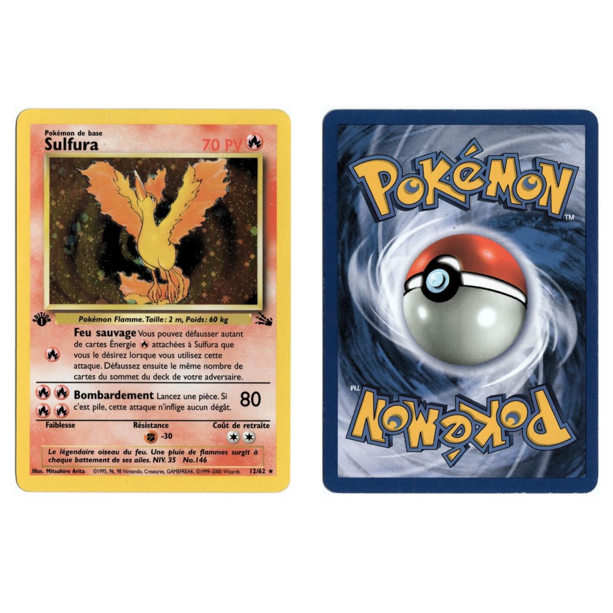 MOLTRES 12/62 Fossil Set Holo Pokemon Card Exc / 