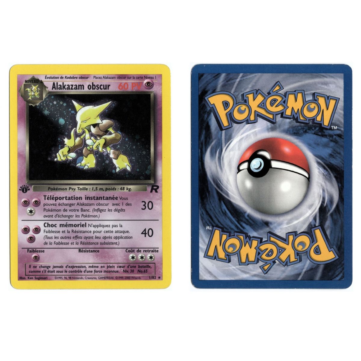Obscure Alakazam 1/82 Team Rocket Holo 1st French View Scan