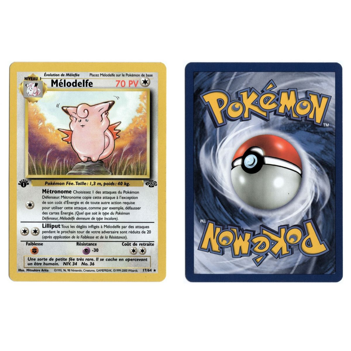 Clefable 17/64 Jungle Rare 1st French View Scan