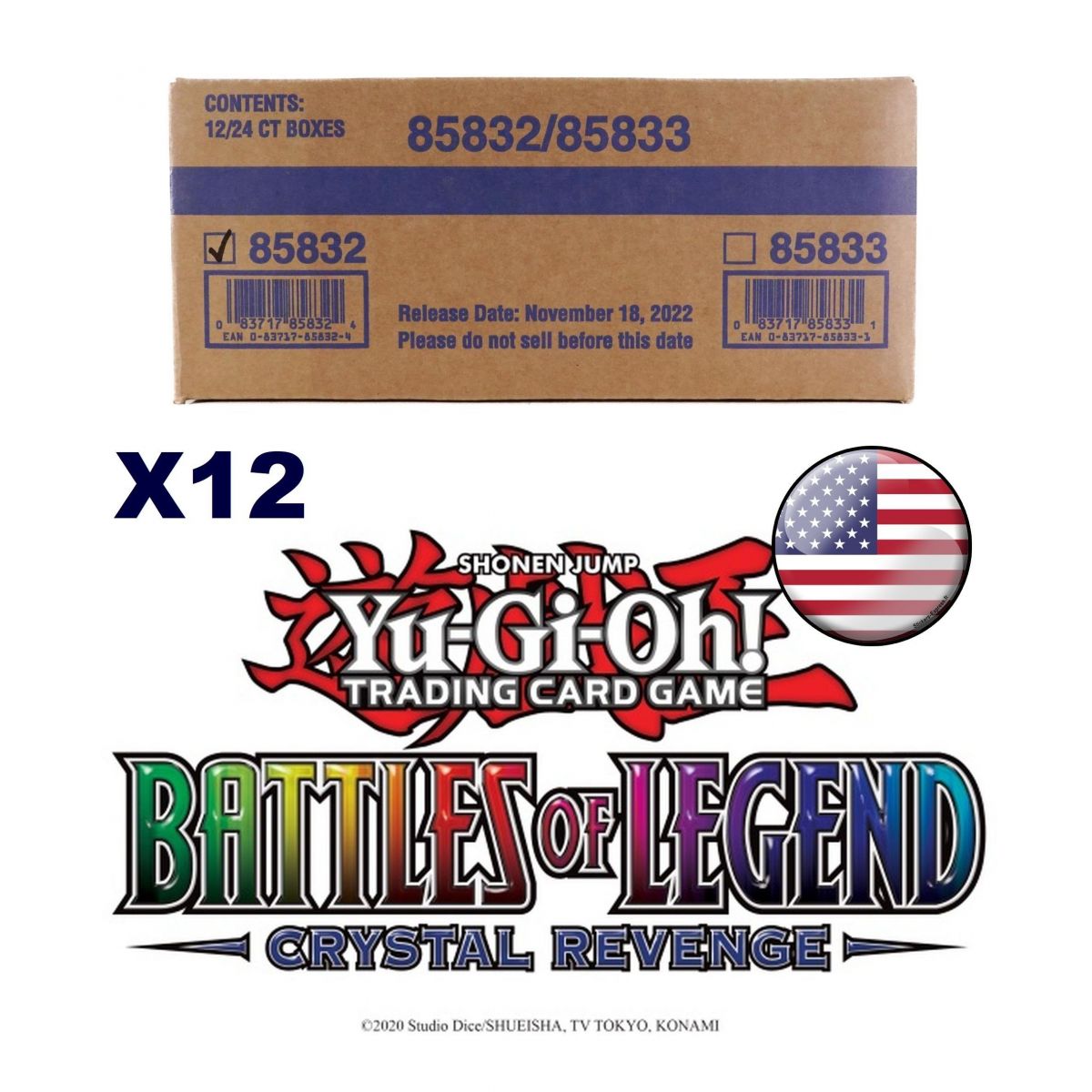 Item *US Print SEALED* Yu-Gi-Oh! - Case - 12 Box of 24 Boosters - Battles of Legend: Crystal Revenge - AMERICAN