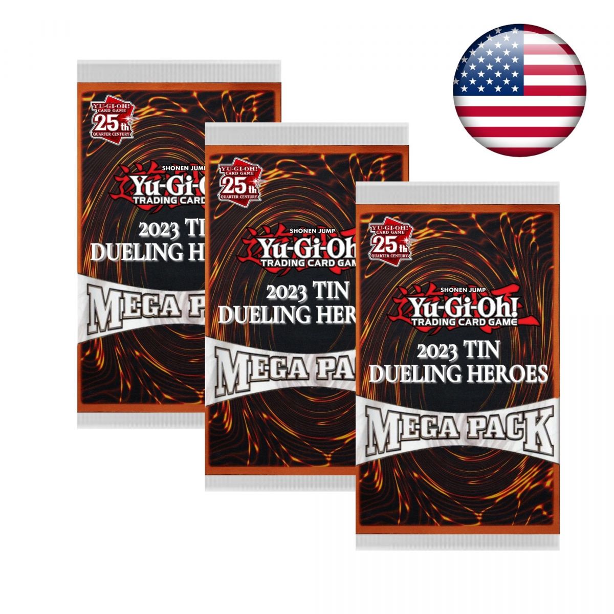 Item Yu Gi Oh! - Lot of 3 Mega Pack Tin Box Boosters 25th Anniversary 2023 - Dueling Heroes - US