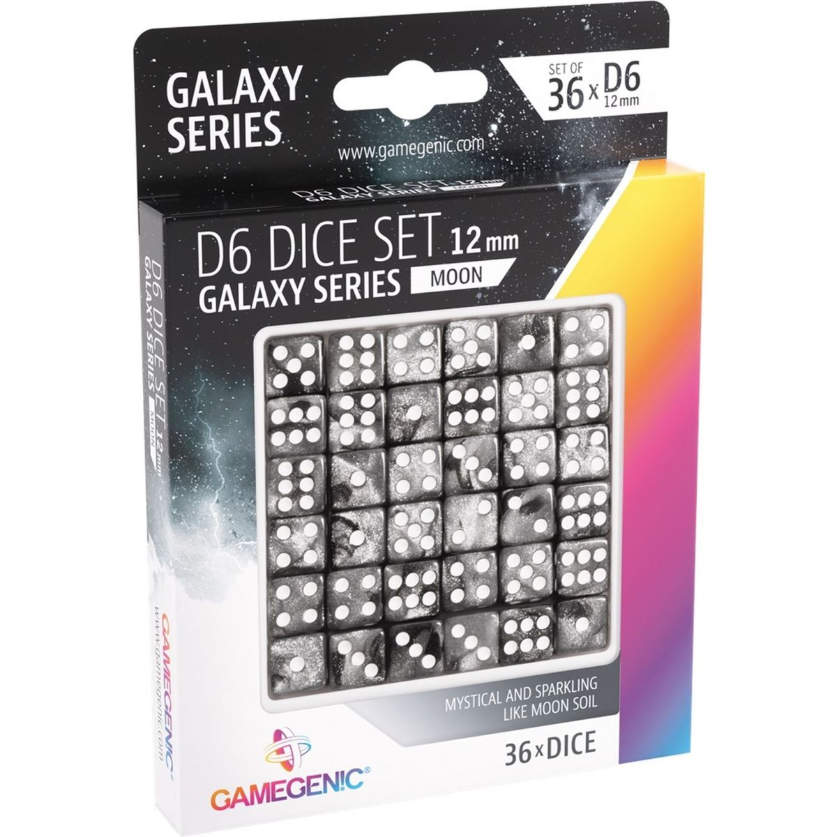 Item Gamegenic - Dice - Galaxy Series - Moon - Set of 36 Dice of 6 - 12mm