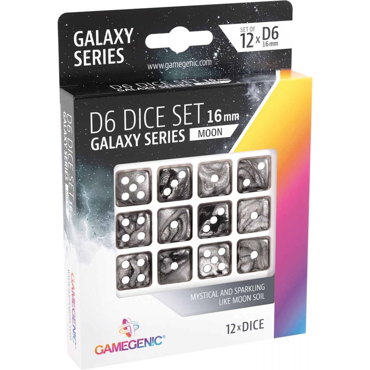 Item Gamegenic - Dice - Galaxy Series - Moon - Set of 12 Dice of 6 - 16mm